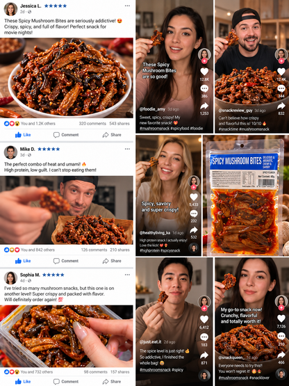 🌶️🌶️MEDIUM HEAT | Spicy Wild Mushrooms | Crispy yet chewy simply irresistible -Felix
