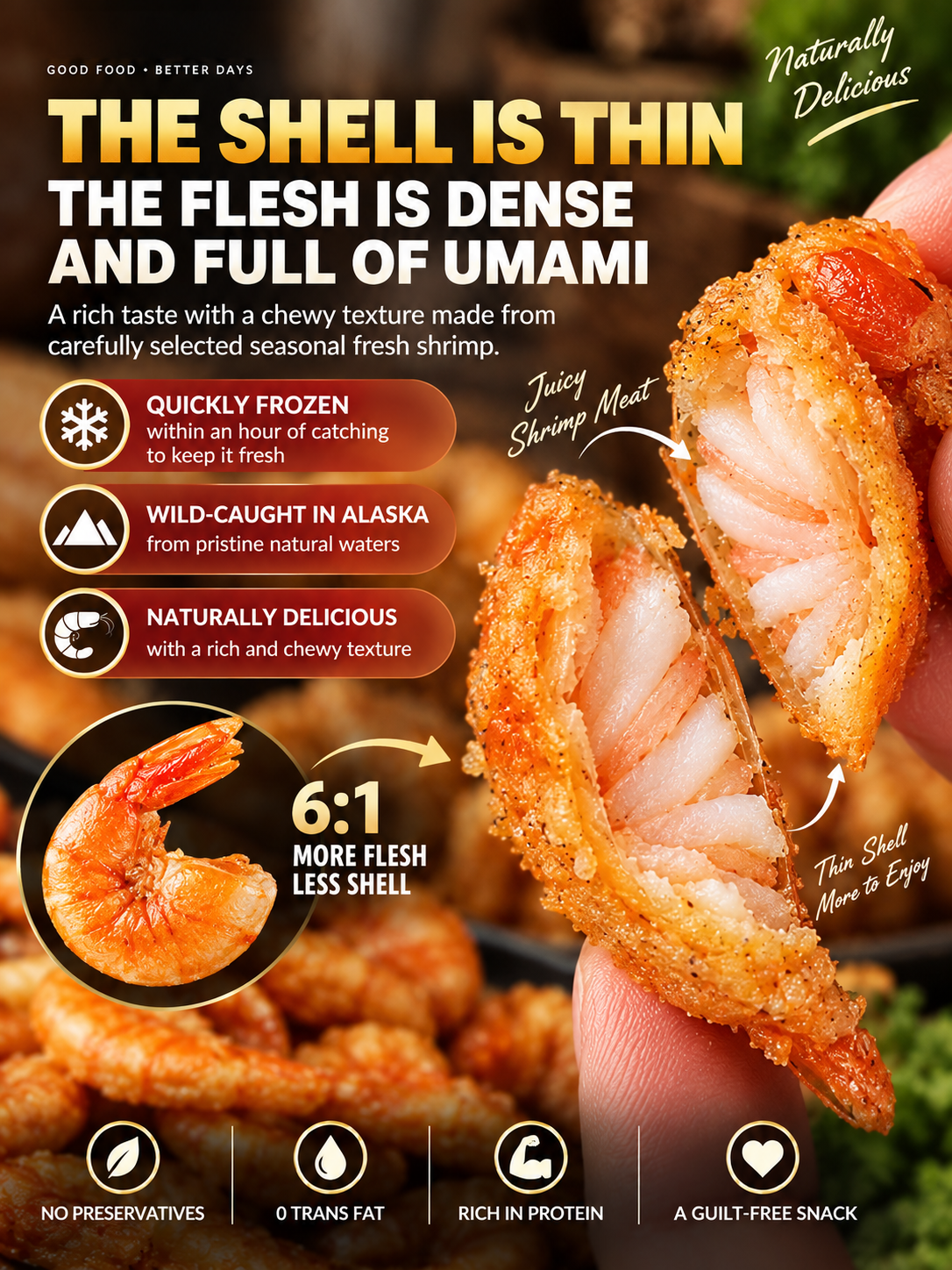 🦐Alaskan Deep Sea Caught Ready to Eat Crispy Shrimp -Felix